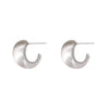 Wholesale Copper Geometric Cshaped Semicircular Hoop Earrings With Silver Brushed And Electroplating For Women