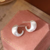 Wholesale Copper Geometric Cshaped Semicircular Hoop Earrings With Silver Brushed And Electroplating For Women