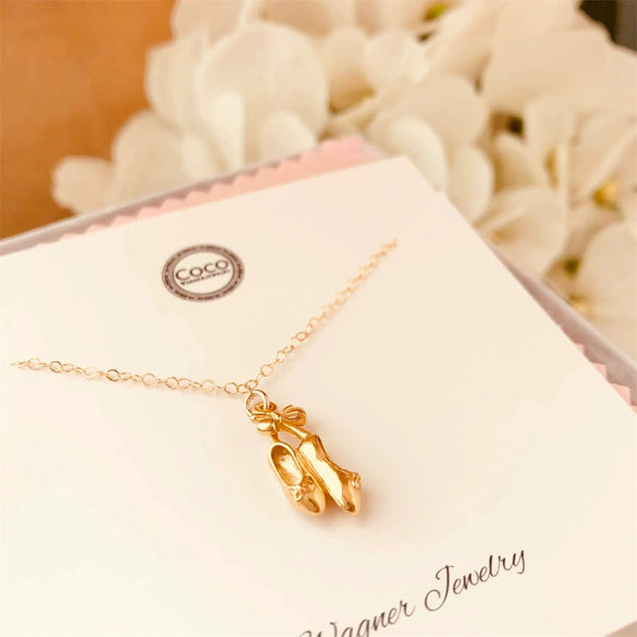 Wholesale Copper Geometric Dance Shoes Necklace With Ballet Girl Pendant Electroplated Regular Chain For Women
