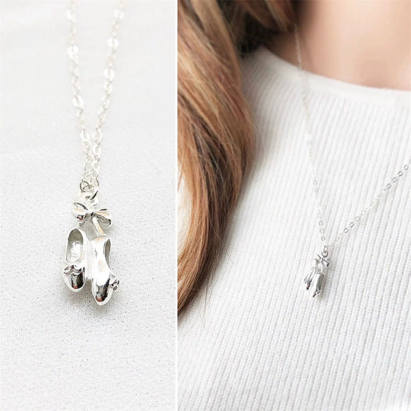 Wholesale Copper Geometric Dance Shoes Necklace With Ballet Girl Pendant Electroplated Regular Chain For Women