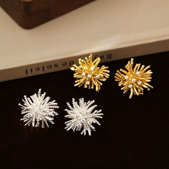Wholesale Copper Geometric Dandelion Earrings Retro Elegant Electroplating For Women