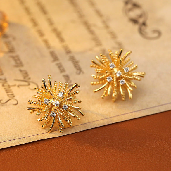 Wholesale Copper Geometric Dandelion Earrings Retro Elegant Electroplating For Women