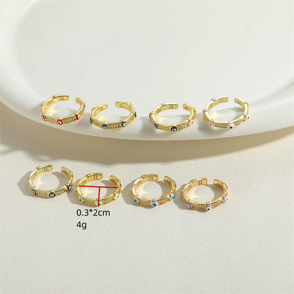 Wholesale Copper Geometric Devil's Eye Ring For Women With 14K Gold Plating