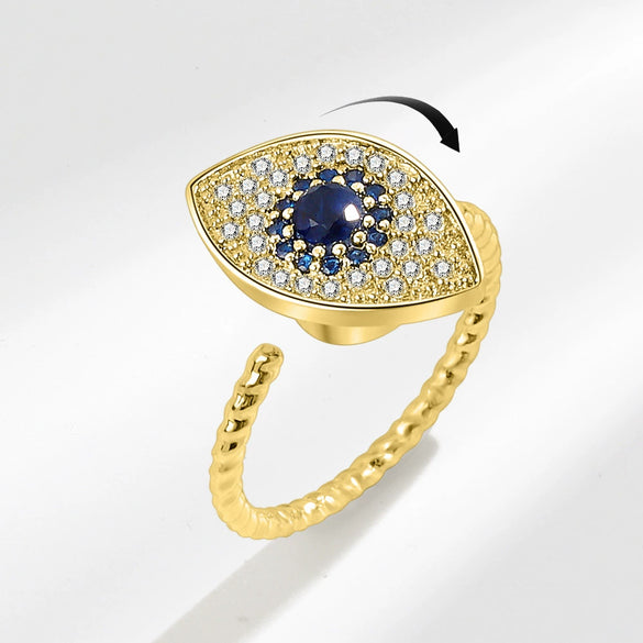 Wholesale Copper Geometric Devil's Eye Rotating Women's Ring Light Luxury Style