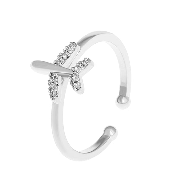 Wholesale Copper Geometric Diamond Open Finger Ring For Women