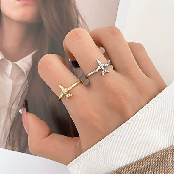 Wholesale Copper Geometric Diamond Open Finger Ring For Women