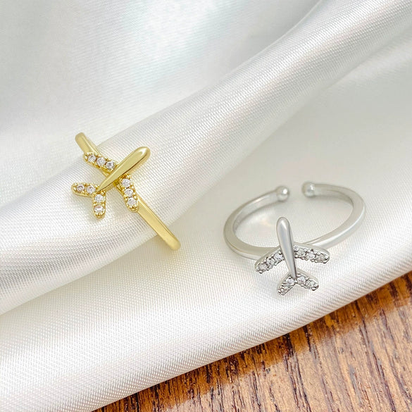 Wholesale Copper Geometric Diamond Open Finger Ring For Women