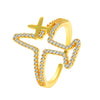 Wholesale Copper Geometric Diamond Open Finger Ring For Women