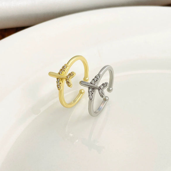 Wholesale Copper Geometric Diamond Open Finger Ring For Women