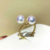 Wholesale Copper Geometric Double Bead Adjustable Ring Set With Pearls For Women
