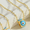 Wholesale Copper Geometric Dripping Oil Devil's Eye Pendant Necklace With Mixed Gem Inlay For Women