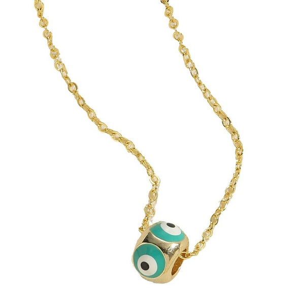 Wholesale Copper Geometric Dripping Oil Devil's Eye Pendant Necklace With Mixed Gem Inlay For Women