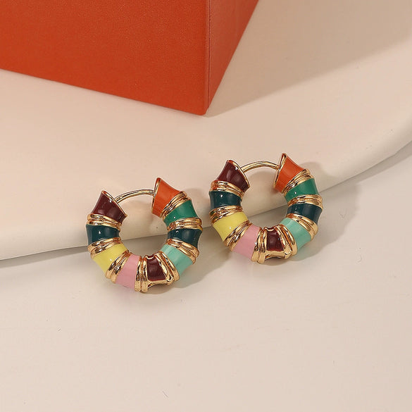 Wholesale Copper Geometric Dripping Oil Earrings For Women