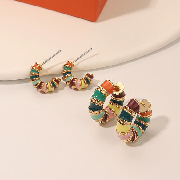 Wholesale Copper Geometric Dripping Oil Earrings For Women