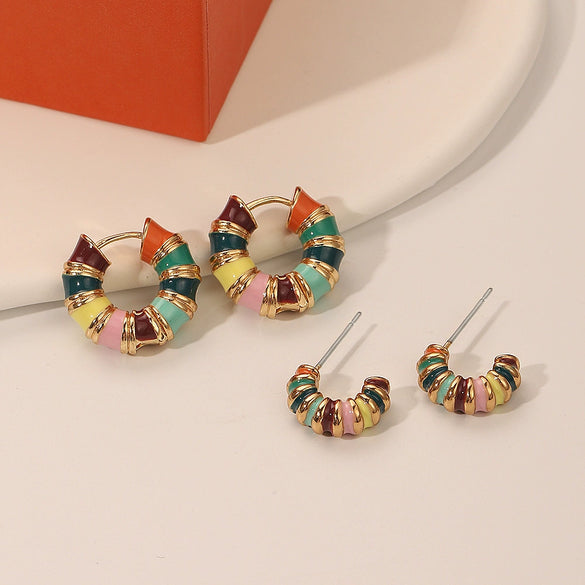 Wholesale Copper Geometric Dripping Oil Earrings For Women