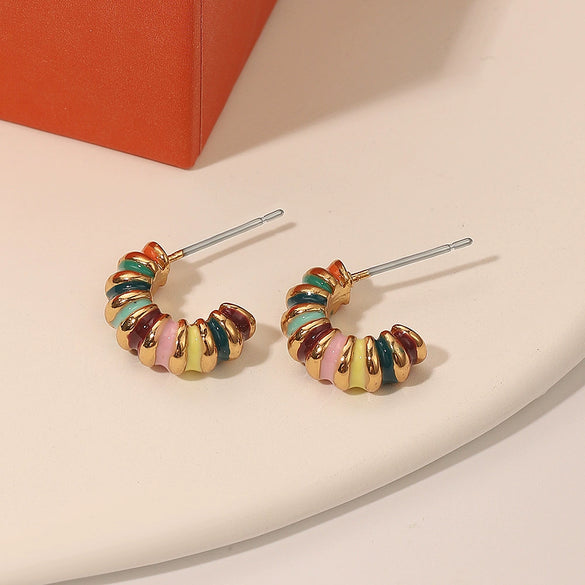 Wholesale Copper Geometric Dripping Oil Earrings For Women