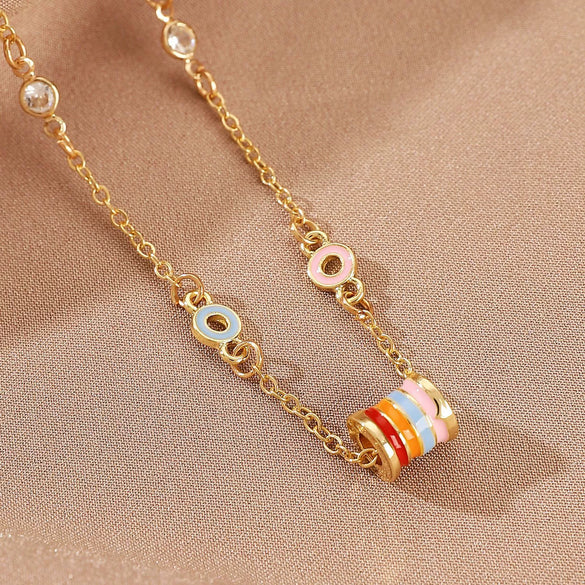 Wholesale Copper Geometric Dripping Oil Enamel Earrings And Necklace Set For Women