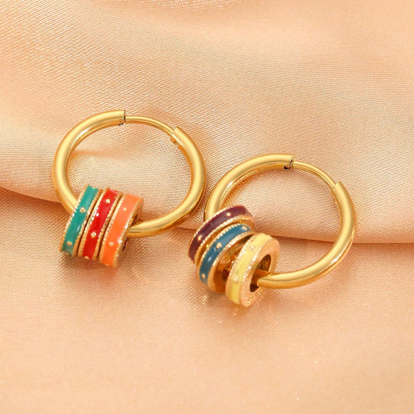 Wholesale Copper Geometric Dripping Oil Enamel Earrings And Necklace Set For Women