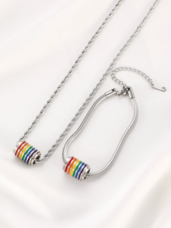 Wholesale Copper Geometric Dripping Oil Enamel Earrings And Necklace Set For Women