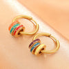 Wholesale Copper Geometric Dripping Oil Enamel Earrings And Necklace Set For Women