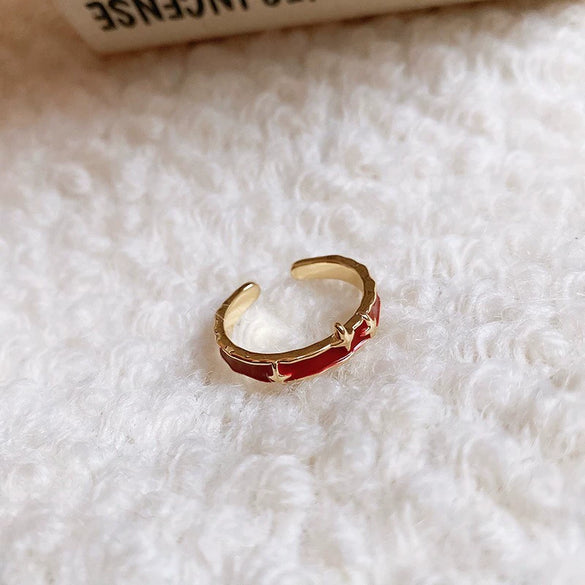 Wholesale Copper Geometric Dripping Oil Open Ring For Women Elegant New Style