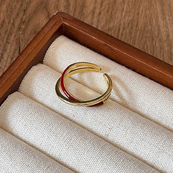 Wholesale Copper Geometric Dripping Oil Open Ring For Women Elegant New Style