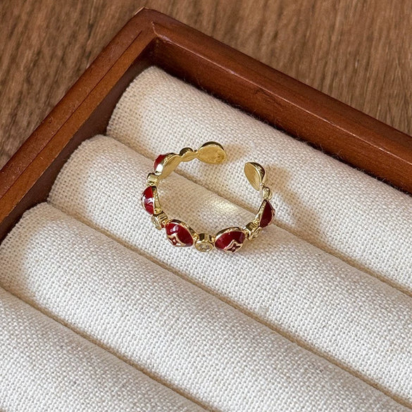 Wholesale Copper Geometric Dripping Oil Open Ring For Women Elegant New Style