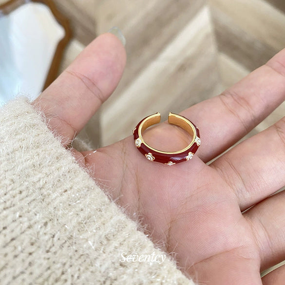 Wholesale Copper Geometric Dripping Oil Open Ring For Women Elegant New Style