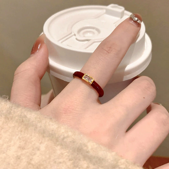 Wholesale Copper Geometric Dripping Oil Open Ring For Women Elegant New Style