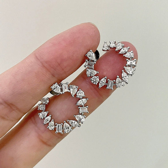 Wholesale Copper Geometric Dropshaped Inlaid Zircon Women's Earrings