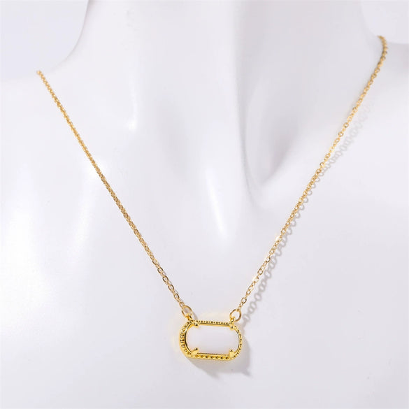 Wholesale Copper Geometric Eggshaped Electroplated Birthday Necklace For Women