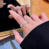 Wholesale Copper Geometric Electroplating Elastic Rope Pearl Women's Ring Retro Simple Hand Jewelry