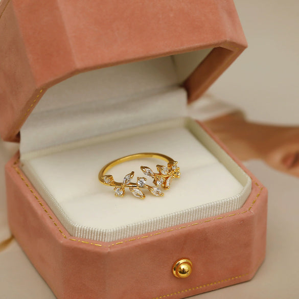 Wholesale Copper Geometric Fishtail Butterfly Opening Ring For Women 14K Gold Plated With Zircon