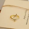 Wholesale Copper Geometric Fishtail Butterfly Opening Ring For Women 14K Gold Plated With Zircon