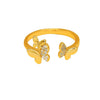 Wholesale Copper Geometric Fishtail Butterfly Opening Ring For Women 14K Gold Plated With Zircon