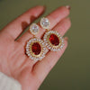 Wholesale Copper Geometric Flowershaped Gemstone Earrings For Women
