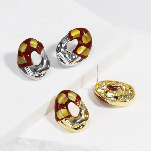 Wholesale Copper Geometric French Retro Light Luxury Women's Earrings With Electroplating