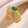 Wholesale Copper Geometric Green Zircon Open Ring Electroplated For Women