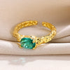 Wholesale Copper Geometric Green Zircon Open Ring Electroplated For Women
