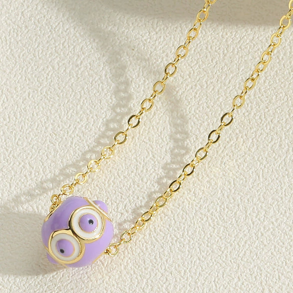 Wholesale Copper Geometric Hollow Round Eye Pendant Necklace With Electroplating And Mixed Gemstone Setting For Women
