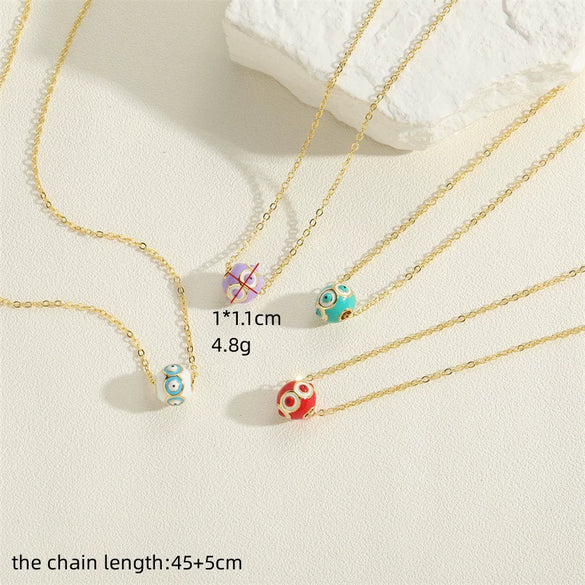 Wholesale Copper Geometric Hollow Round Eye Pendant Necklace With Electroplating And Mixed Gemstone Setting For Women