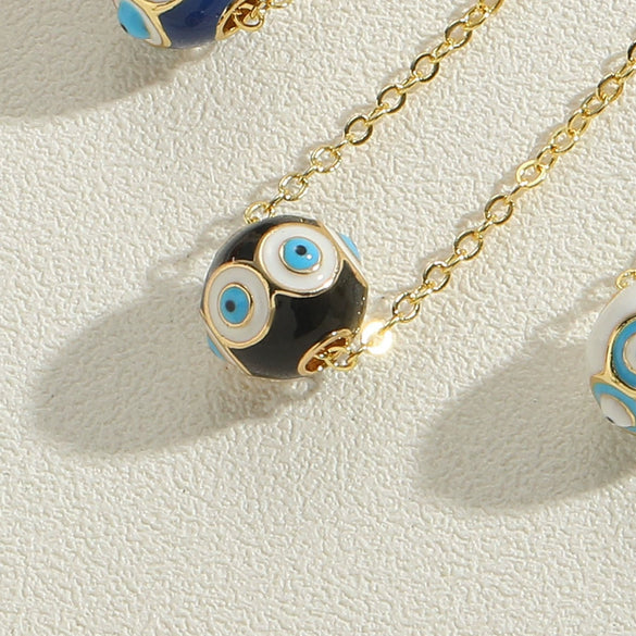 Wholesale Copper Geometric Hollow Round Eye Pendant Necklace With Electroplating And Mixed Gemstone Setting For Women