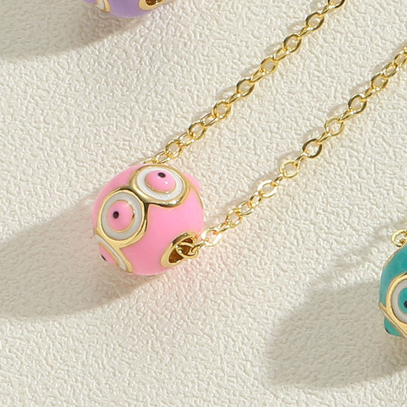 Wholesale Copper Geometric Hollow Round Eye Pendant Necklace With Electroplating And Mixed Gemstone Setting For Women