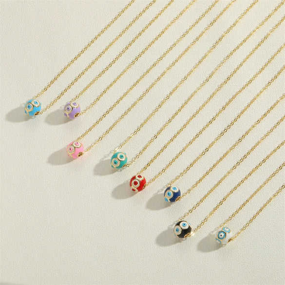 Wholesale Copper Geometric Hollow Round Eye Pendant Necklace With Electroplating And Mixed Gemstone Setting For Women