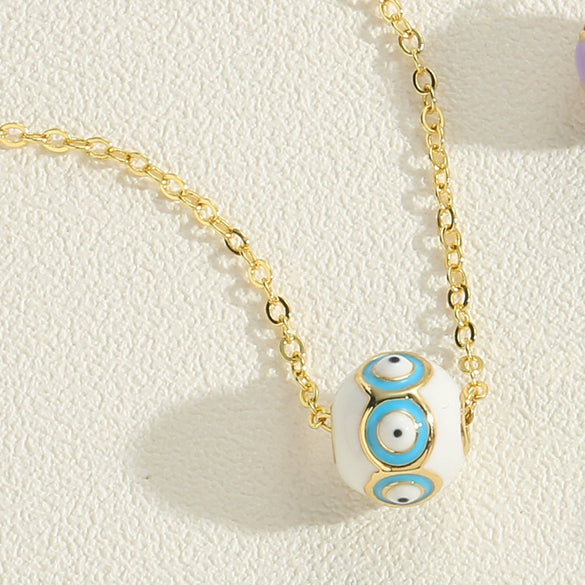 Wholesale Copper Geometric Hollow Round Eye Pendant Necklace With Electroplating And Mixed Gemstone Setting For Women