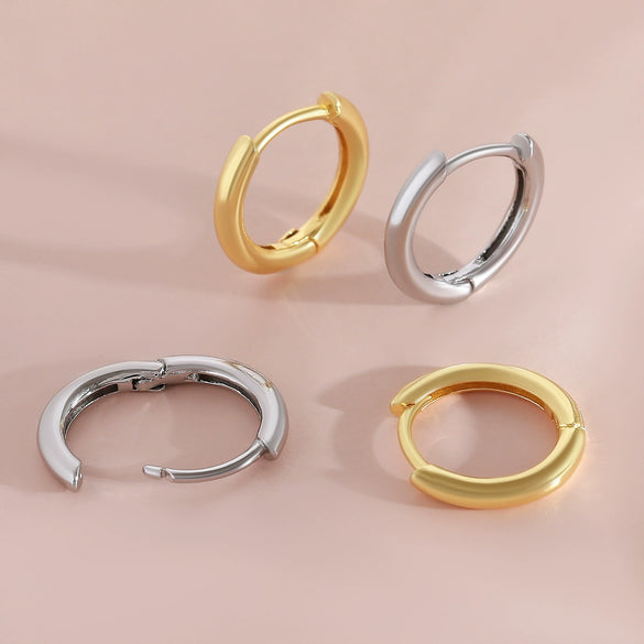Wholesale Copper Geometric Hoop Earrings Electroplated Simple Minimalist Style