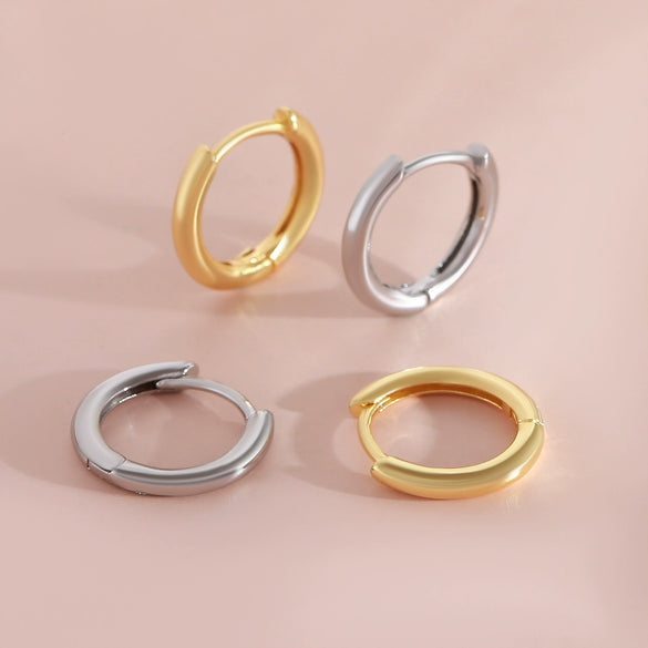 Wholesale Copper Geometric Hoop Earrings Electroplated Simple Minimalist Style