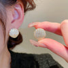 Wholesale Copper Geometric Inlaid Zircon Baroque Flower Shell Women's Earrings