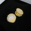 Wholesale Copper Geometric Inlaid Zircon Baroque Flower Shell Women's Earrings