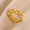 Wholesale Copper Geometric Inlaid Zircon Bead Ring For Women With Electroplating
